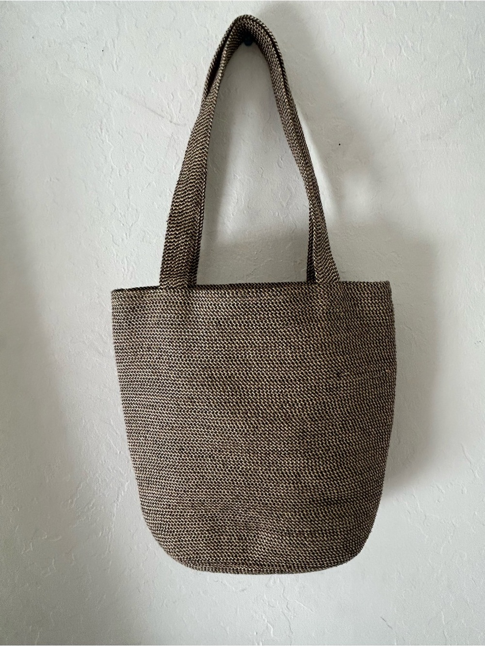 Woven Shoulder Tote Bag in Brown